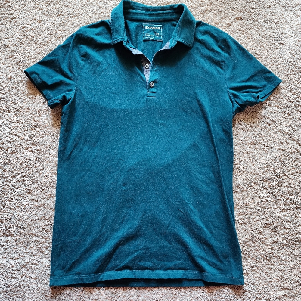 Mens Express teal moisture wicking polo M tall